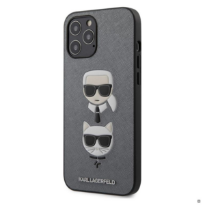 Originalen KARL LAGERFELD ovitek iPhone 12 Pro Max - Heads - siva zaščita - KLHCP12LSAKICKCSL