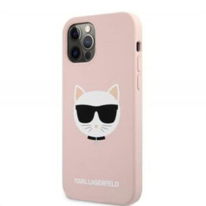 Originalen KARL LAGERFELD ovitek iPhone 12 Pro Max - Choupetts head - roza silikonska zaščita - KLHCP12LSLCHLP