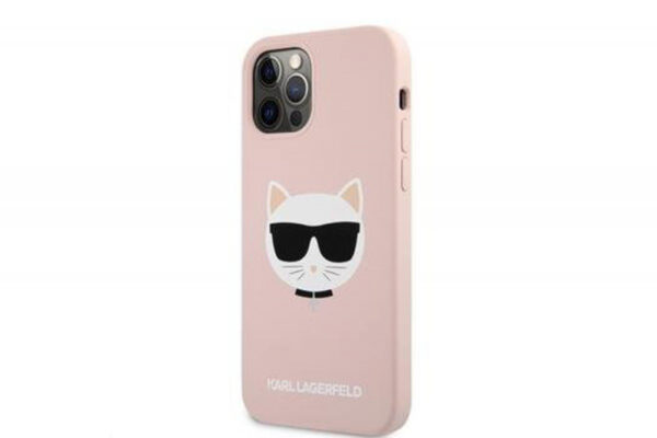 Originalen KARL LAGERFELD ovitek iPhone 12 Pro Max - Choupetts head - roza silikonska zaščita - KLHCP12LSLCHLP