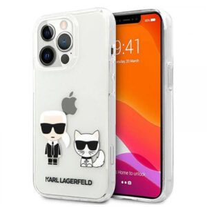 Originalen KARL LAGERFELD ovitek iPhone 13 Pro - Karl and Choupette -  prozorna zaščita - KLHCP13LCKTR