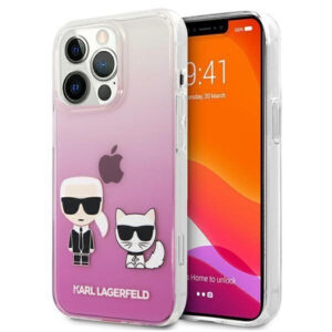 Originalen KARL LAGERFELD ovitek iPhone 13 Pro - Full Body - prozorno pink zaščita - KLHCP13LCKTRP