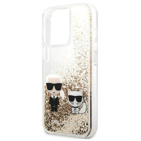 Originalen KARL LAGERFELD ovitek iPhone 13 Pro - Karl and Choupette - prozorna zaščita zlatimi bleščicami - KLHCP13LGKCD - Image 5