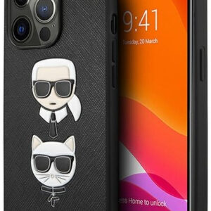 Originalen KARL LAGERFELD ovitek iPhone 13 Pro - Heads - črna zaščita  - KLHCP13LSAKICKCBK