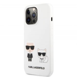 Originalen KARL LAGERFELD ovitek iPhone 13 Pro - Full Bodies - bela silikonska zaščita - KLHCP13LSSKCW