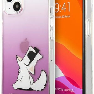 Originalen KARL LAGERFELD ovitek iPhone 13 6.1 - Choupette Fun - prozorno pink zaščita - KLHCP13MCFNRCPI