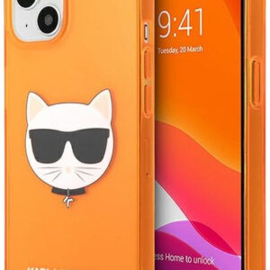 Originalen KARL LAGERFELD ovitek iPhone 13 6.1 - Choupetts head - oranžna silikonska zaščita - KLHCP13MCHTRO