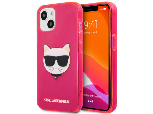 Originalen KARL LAGERFELD ovitek iPhone 13 6.1 - Choupetts head - pink silikonska zaščita - KLHCP13MCHTRP