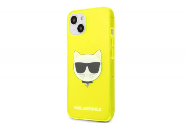 Originalen KARL LAGERFELD ovitek iPhone 13 6.1 - Choupetts head - rumena silikonska zaščita - KLHCP13MCHTRY