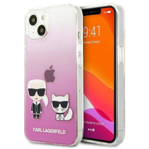 Originalen KARL LAGERFELD ovitek iPhone 13 6.1 - Full Body - prozorno pink zaščita - KLHCP13MCKTRP
