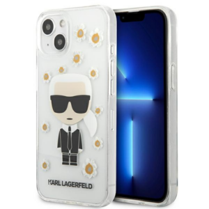 Originalen KARL LAGERFELD ovitek iPhone 13 6.1- Karls Full Body -  prozorna Flower zaščita - KLHCP13MHFLT