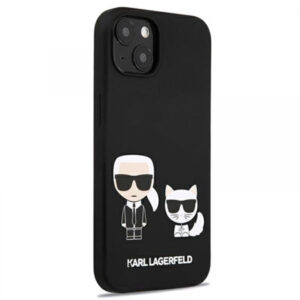 Originalen KARL LAGERFELD ovitek iPhone 13 6.1 - Full Bodies - črn silikonska zaščita - KLHCP13MSSKCK
