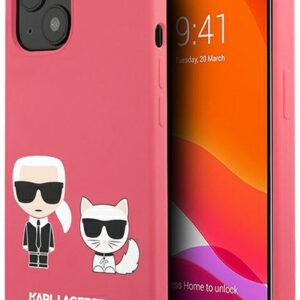 Originalen KARL LAGERFELD ovitek iPhone 13 6.1 - Full Bodies - pink silikonska zaščita - KLHCP13MSSKCP