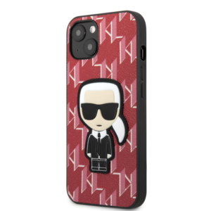 Originalen KARL LAGERFELD ovitek iPhone 13 Mini - Monogram ikonik -rdeča zaščita - KLHCP13SPMNIKPI