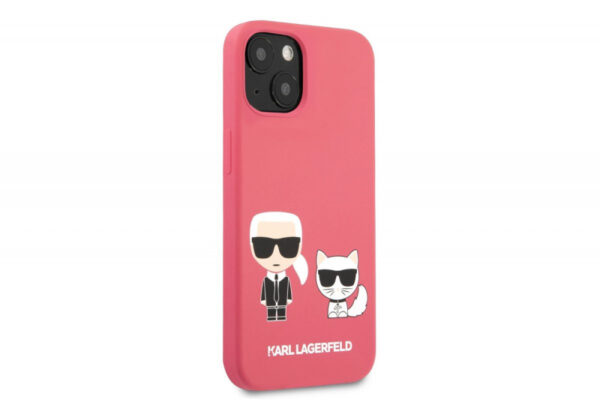Originalen KARL LAGERFELD ovitek iPhone 13 mini - Full Bodies - pink silikonska zaščita- KLHCP13SSSKCP