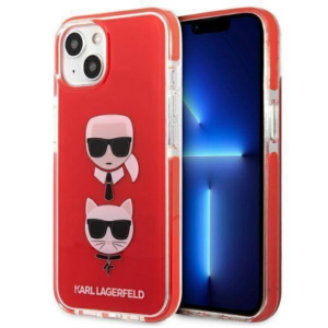 Originalen KARL LAGERFELD ovitek iPhone 13 Mini - Heads - rdeča silikonska zaščita - KLHCP13STPE2TR