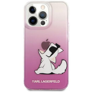 Originalen KARL LAGERFELD ovitek iPhone 13 Pro Max - Choupette Fun - prozorno pink zaščita - KLHCP13XCFNRCPI