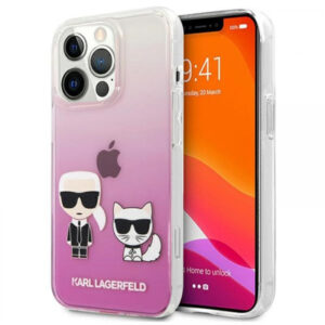 Originalen KARL LAGERFELD ovitek iPhone 13 Pro Max - Full Body - prozorno pink zaščita - KLHCP13XCKTRP