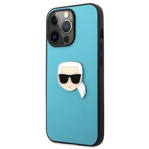 Originalen KARL LAGERFELD ovitek iPhone 13 Pro Max - Karl s Head 3D -  modra silikonska zaščita - KLHCP13XPKMB