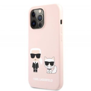 Originalen KARL LAGERFELD ovitek iPhone 13 Pro Max - Full Bodies - roza silikonska zaščita - KLHCP13XSSKCI