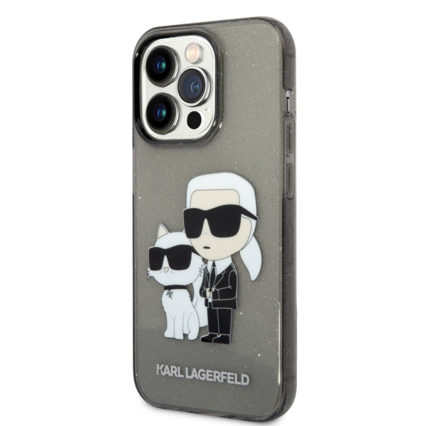 Originalen KARL LAGERFELD ovitek iPhone 14 Pro - Glitter IML NFT Full Bodies - prozorno črn ovitek z bleščicami - KLHCP14LHNKCTGK - Image 2