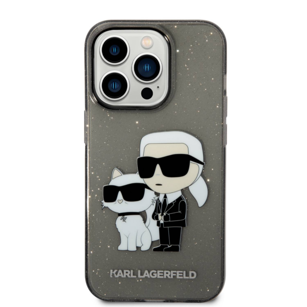 Originalen KARL LAGERFELD ovitek iPhone 14 Pro - Glitter IML NFT Full Bodies - prozorno črn ovitek z bleščicami - KLHCP14LHNKCTGK - Image 3