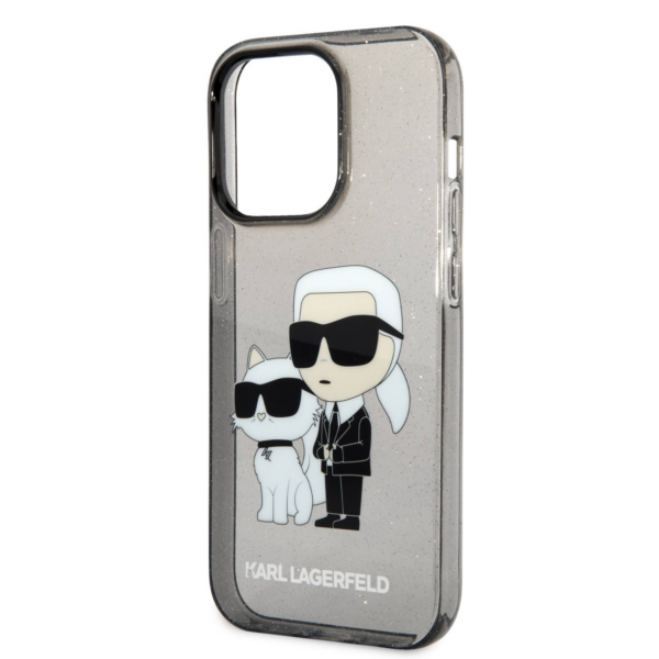 Originalen KARL LAGERFELD ovitek iPhone 14 Pro - Glitter IML NFT Full Bodies - prozorno črn ovitek z bleščicami - KLHCP14LHNKCTGK - Image 5