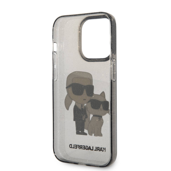 Originalen KARL LAGERFELD ovitek iPhone 14 Pro - Glitter IML NFT Full Bodies - prozorno črn ovitek z bleščicami - KLHCP14LHNKCTGK - Image 6