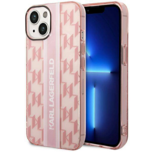 Originalen KARL LAGERFELD ovitek iPhone 14 6.1 - Mono Vertical Stripe - roza ovitek -  KLHCP14SHKLSPCP