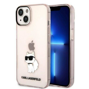 Originalen KARL LAGERFELD ovitek iPhone 14 - IML NFT Choupette Logo - prozorno roza ovitek -  KLHCP14SHNCHTCP