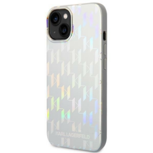 Originalen KARL LAGERFELD ovitek iPhone 14 6.1 - Iridescent Monogram - srebrn ovitek - KLHCP14SLGMMSV