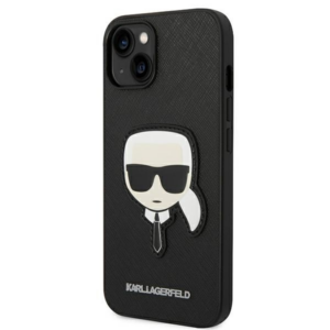 Originalen KARL LAGERFELD ovitek iPhone 14 6.1 - Karls Head -  črna zaščita - KLHCP14SSAPKHK