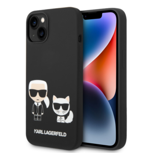 Originalen KARL LAGERFELD ovitek iPhone 14 črn - Full Bodies - silikonska zaščita - KLHCP14SSSKCK