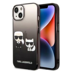 Originalen KARL LAGERFELD ovitek iPhone 14 Plus - Full Bodies - Gradient črna zaščita - KLHCP14STGKCK