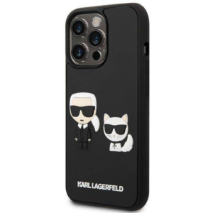 Originalen KARL LAGERFELD ovitek iPhone 14 Pro Max - Full Bodies 3D -  črna trda zaščita - KLHCP14X3DRKCK