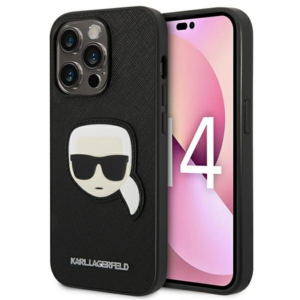 Originalen KARL LAGERFELD ovitek iPhone 14 Pro Max - Karls Head -črna zaščita - KLHCP14XSAPKHK