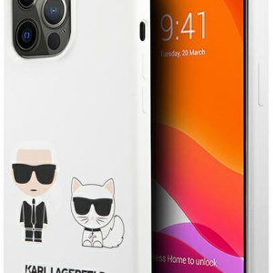 Originalen KARL LAGERFELD ovitek iPhone 14 Pro Max - Full Bodies -  bela silikonska zaščita - KLHCP14XSSKCW