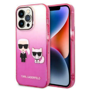 Originalen KARL LAGERFELD ovitek iPhone 14 Pro Max -Full Bodies - Gradient roza zaščita - KLHCP14XTGKCP