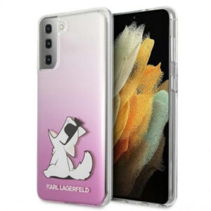 Originalen KARL LAGERFELD ovitek Samsung Galaxy S21 Plus G996 - Choupette Fun - prozorno pink trda zaščita - KLHCS21MCFNRCPI