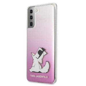Originalen KARL LAGERFELD ovitek Samsung Galaxy S21 G991 - Choupette Fun - prozorno pink trda zaščita - KLHCS21SCFNRCPI