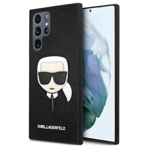 Originalen KARL LAGERFELD ovitek Samsung Galaxy S22 Ultra 5G - Karls Head - črna zaščita - KLHCS22LSAKHBK