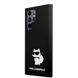Originalen KARL LAGERFELD ovitek Samsung Galaxy S23 Ultra 5G - IML NFT Choupette Body -  črn silikonska zaščita- KLHCS23LSNCHBCK