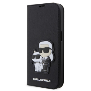 Originalen KARL LAGERFELD NFT ovitek iPhone 13 Pro Max - Saffiano Karl and Choupette - knjiga črna - KLBKP13XSANKCPK