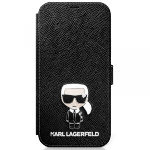 Originalen KARL LAGERFELD ovitek iPhone 12 Pro Max - Karl Full Body - knjiga črna - KLFLBKP12LIKMSBK