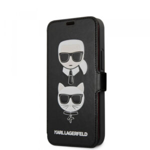Originalen KARL LAGERFELD ovitek iPhone 12 mini - Karl and Choupette - knjiga črna - KLFLBKSP12SFKICKC
