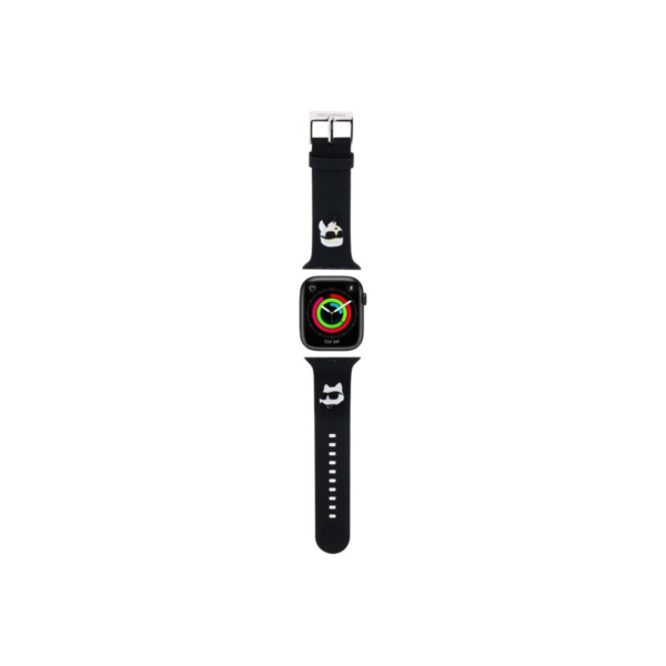 Karl Lagerfeld silikonski pašček za uro za Apple Watch 38 / 40 / 41 mm - Heads - črn - KLAWMSLKCNK - Image 2