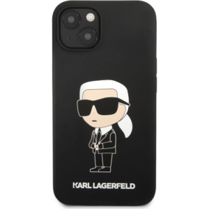 Originalen KARL LAGERFELD ovitek iPhone 13 6.1 - IML NFT Karls Full Body - črn silikonska zaščita - KLHCP13MSNIKBCK