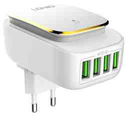 LDNIO HIŠNI POLNILEC 220V adapter 4 x USB 4,4A s Type C kablom
