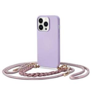 Liquid silikonski ovitek za iPhone 14 Pro - vijola z vrvico in zapestnico