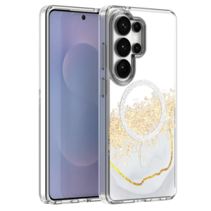 Marmor Glitter MagSafe za Samsung Galaxy S26 Ultra 5G - prozorno bel z bleščicami