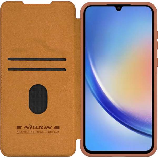 Nillkin preklopna torbica QIN Pro z zaščito kamere za Samsung Galaxy A55 - rjava - Image 4